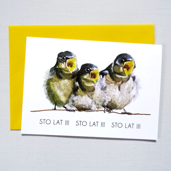 Kartka Urodzinowa z Ptasim Trio, Sto Lat