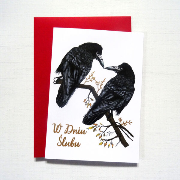 Kartka Ślubna z Ptakami - Gawrony