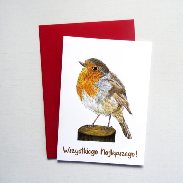Kartka Urodzinowa z Rudzikiem, Wszystkiego Najlepszego