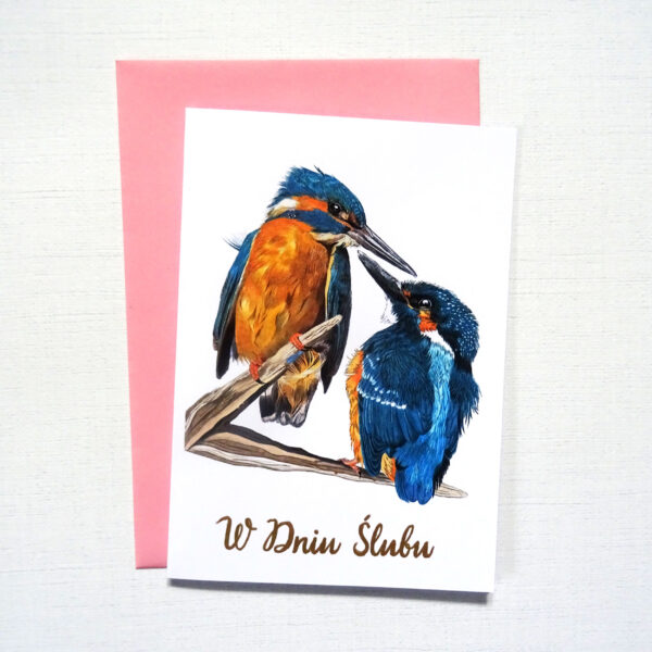 Kartka Ślubna z Ptakami - Zimorodki