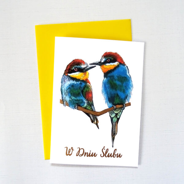 Kartka Ślubna z Ptakami - Żołny