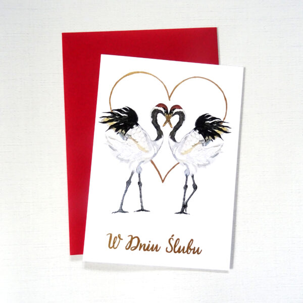 Kartka Ślubna z Ptakami - Żurawie