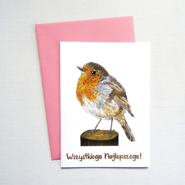 Kartka Urodzinowa z Rudzikiem, Wszystkiego Najlepszego