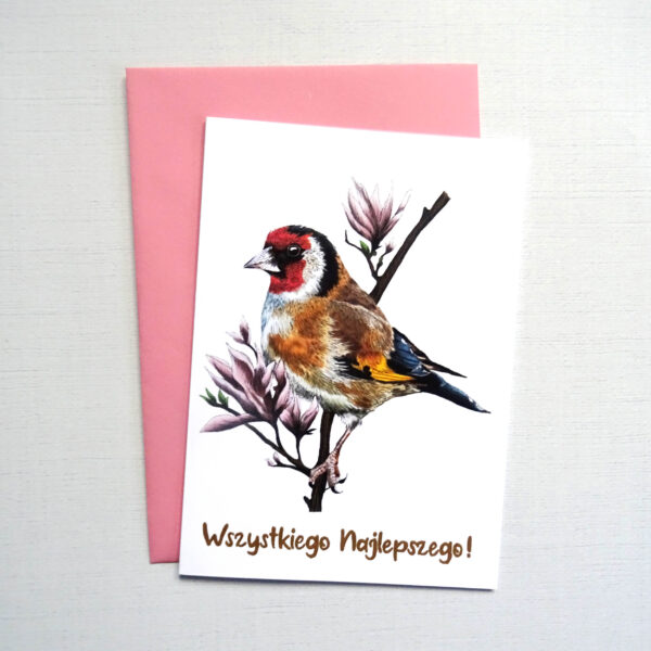 Kartka Urodzinowa z Szczygłem, Wszystkiego Najlepszego