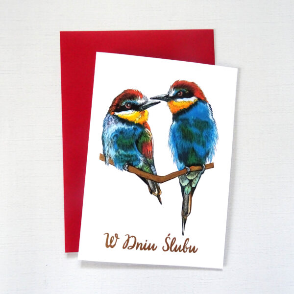Kartka Ślubna z Ptakami, Żołny Zakochana Para