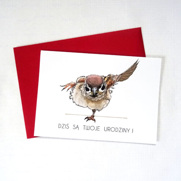 Kartka Urodzinowa z Wróblem, Dziś Są Twoje Urodziny