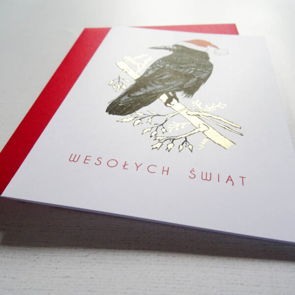 Kartka Świąteczna z Gawronem, Ptaki Polski, Wesołych Świąt