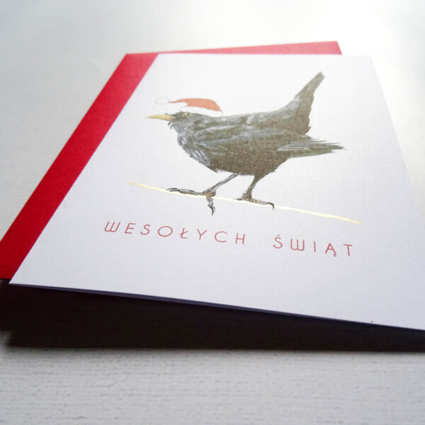 Kartka Świąteczna z Kosem, Ptaki Polski, Wesołych Świąt