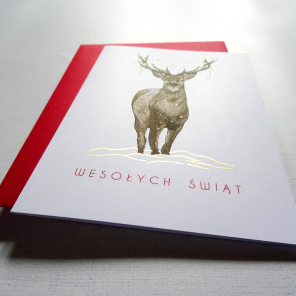 Kartka Świateczna z Reniferem, Kartka na Święta z Zwierzakiem, Wesołych Świąt