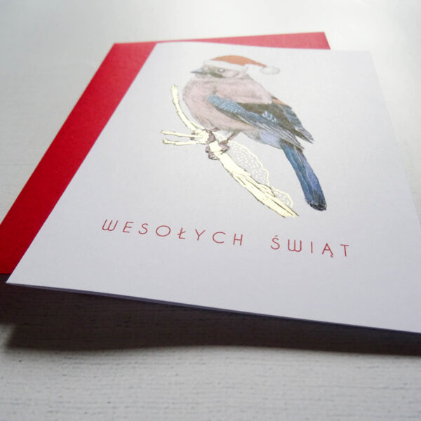 Kartka Świąteczna z Sójką, Ptaki Polski, Wesołych Świąt