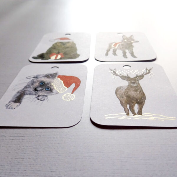 Zestaw 8 Zawieszek Świątecznych na Prezenty z ZWIERZĘTAMI