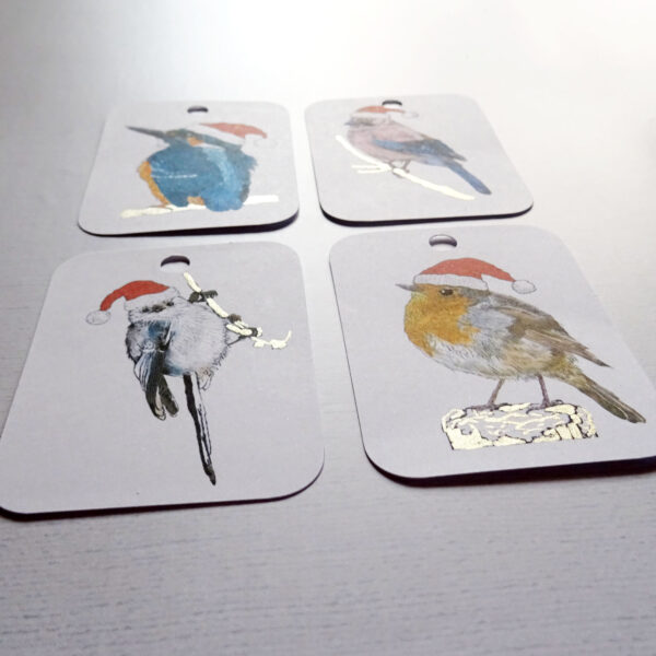 Zestaw 8 Zawieszek Świątecznych na Prezenty z PTAKAMI