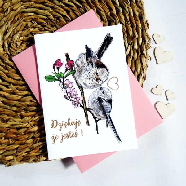 Kartka Walentynkowa z Ptakami, Raniuszki Zakochana Para, Personalizowana Kartka na Walentynki