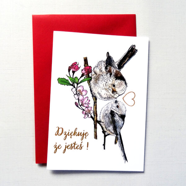 Kartka Walentynkowa z Ptakami, Raniuszki Zakochana Para, Personalizowana Kartka na Walentynki