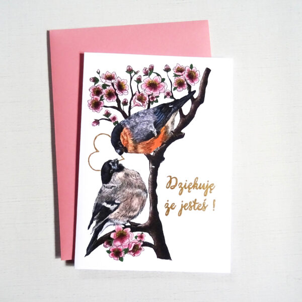 Kartka Walentynkowa z Ptakami, Gile Zakochana Para, Personalizowana Kartka na Walentynki