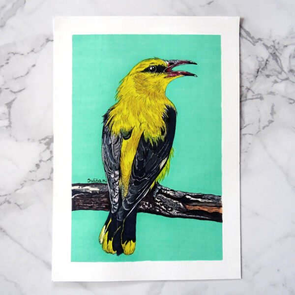 Oryginalny obrazek Wilgi z żywym błękitnym tłem bez ramki.